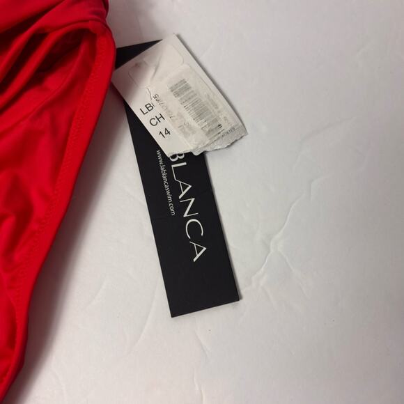 LA BLANCA RED WOMEN HIGH WAISTED SWIMMING BIKINI BOTTOM US 14 BRAND NEW - Picture 5 of 6